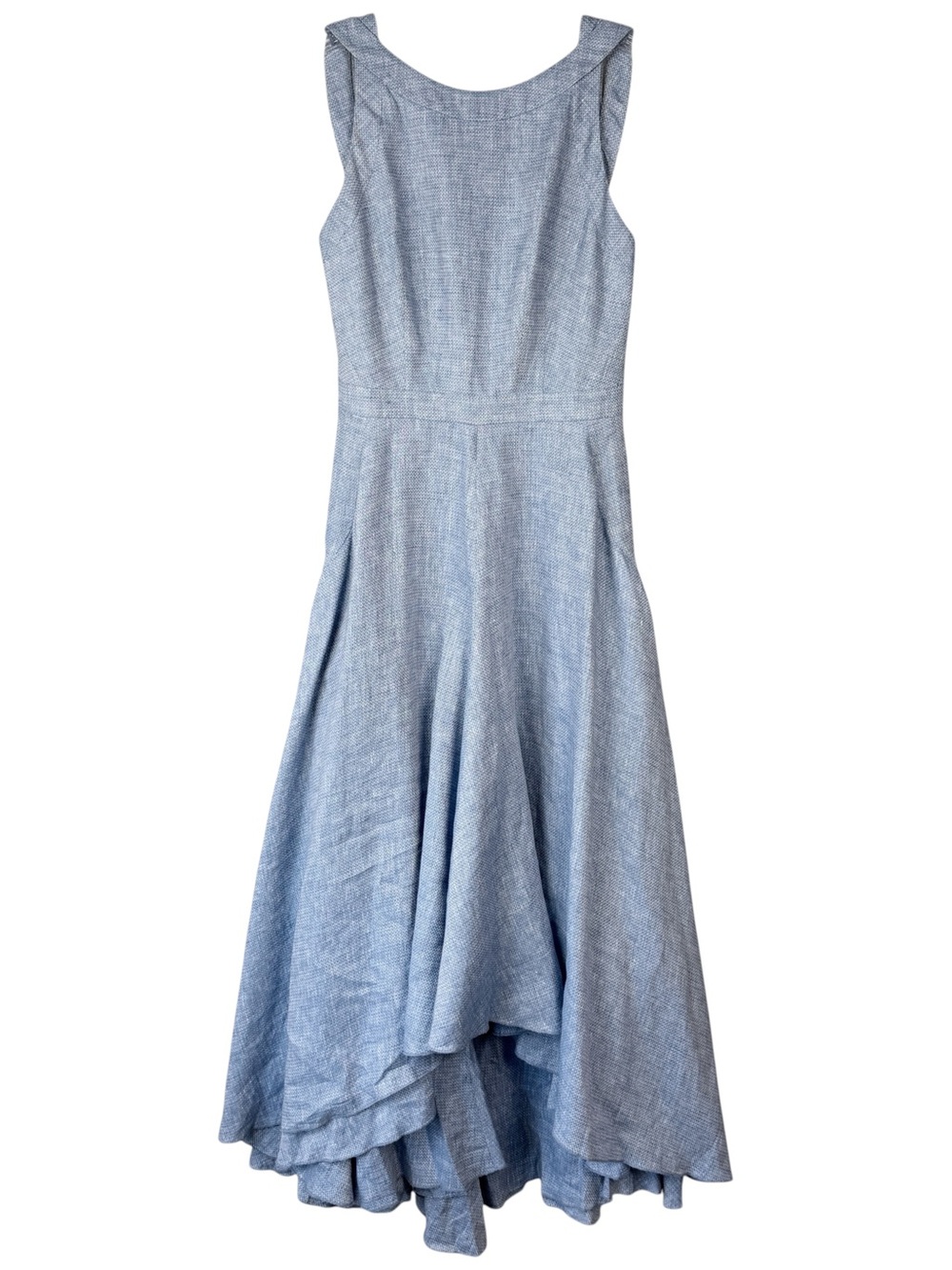 100% Capri Linen Maxi Dress Asymmetrical Long Gown Womens Small